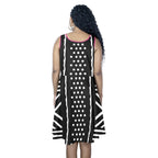 Black and White Print Dress Sleeveless Expansion Dress