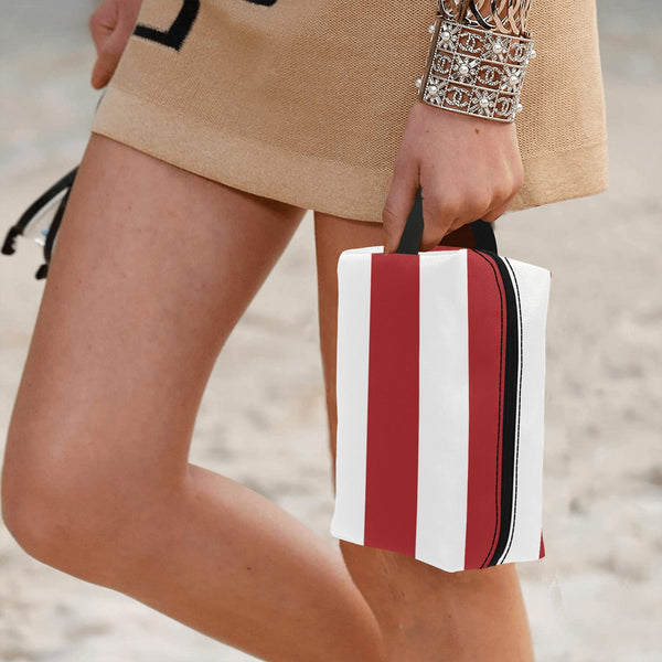 Red and White Striped Wash Bag