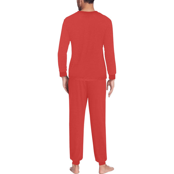 Men's All Over Print Pajama Set with Custom Cuff, Red