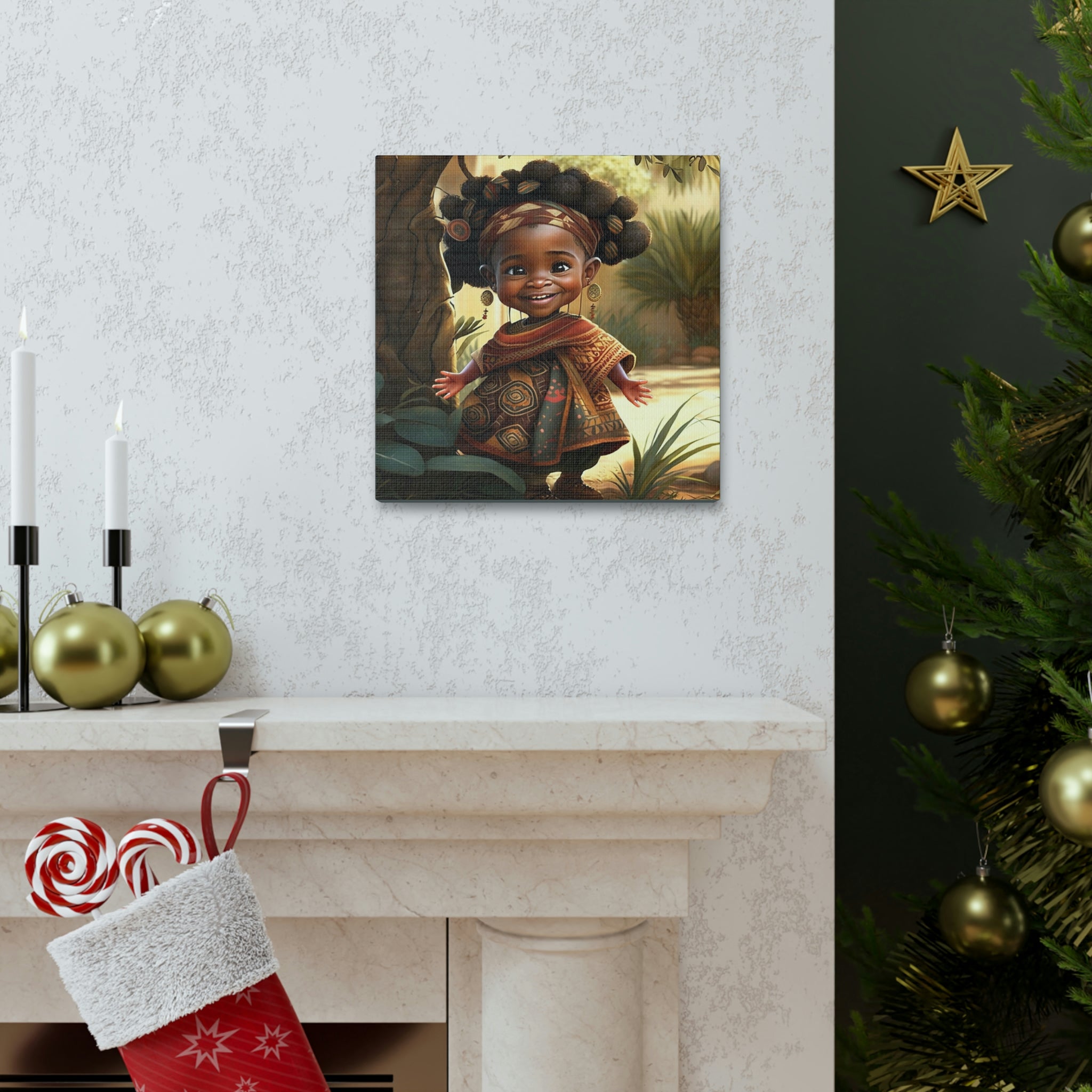 Cute Afro Girls Canvas, Canvas for Home Decor, Wall Decoration, Girl Canvas