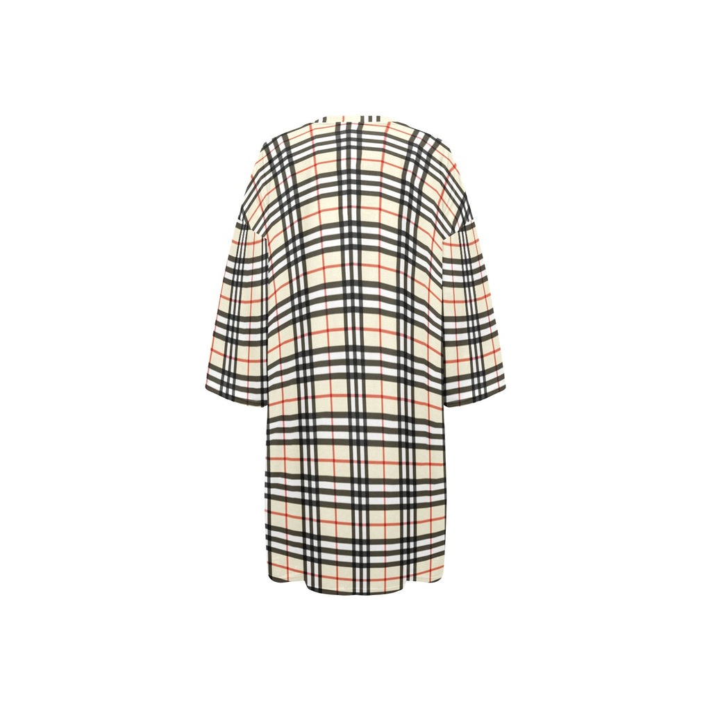 Plaid Beige Women's Oversized Sleep Tee