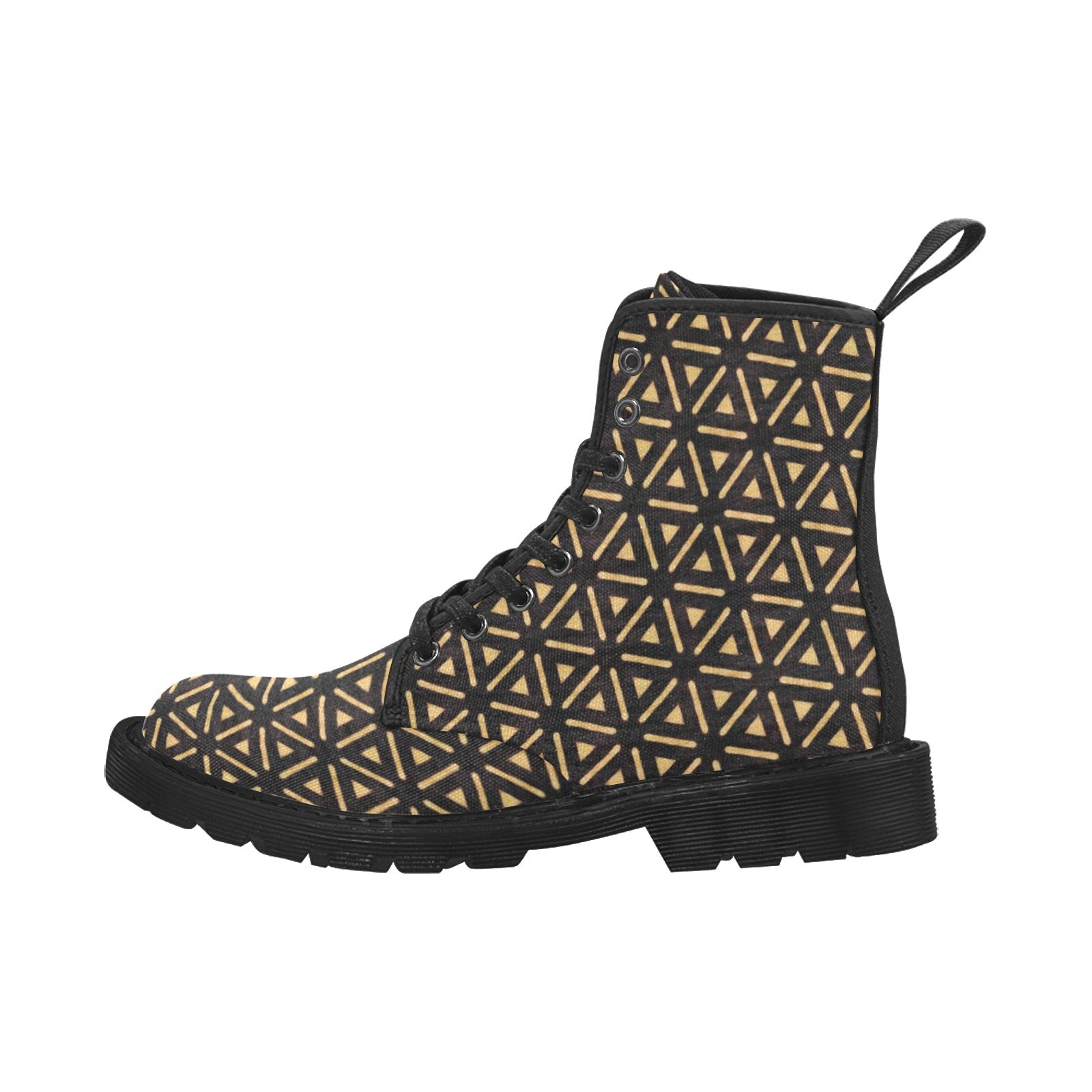 Bogolan Black Print Martin Boots for Women (Black)