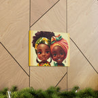 Cute Afro Girls Canvas, African Canvas, Canvas for Home Decor, Wall Decoration, Housewarming Gift, Girls Canvas