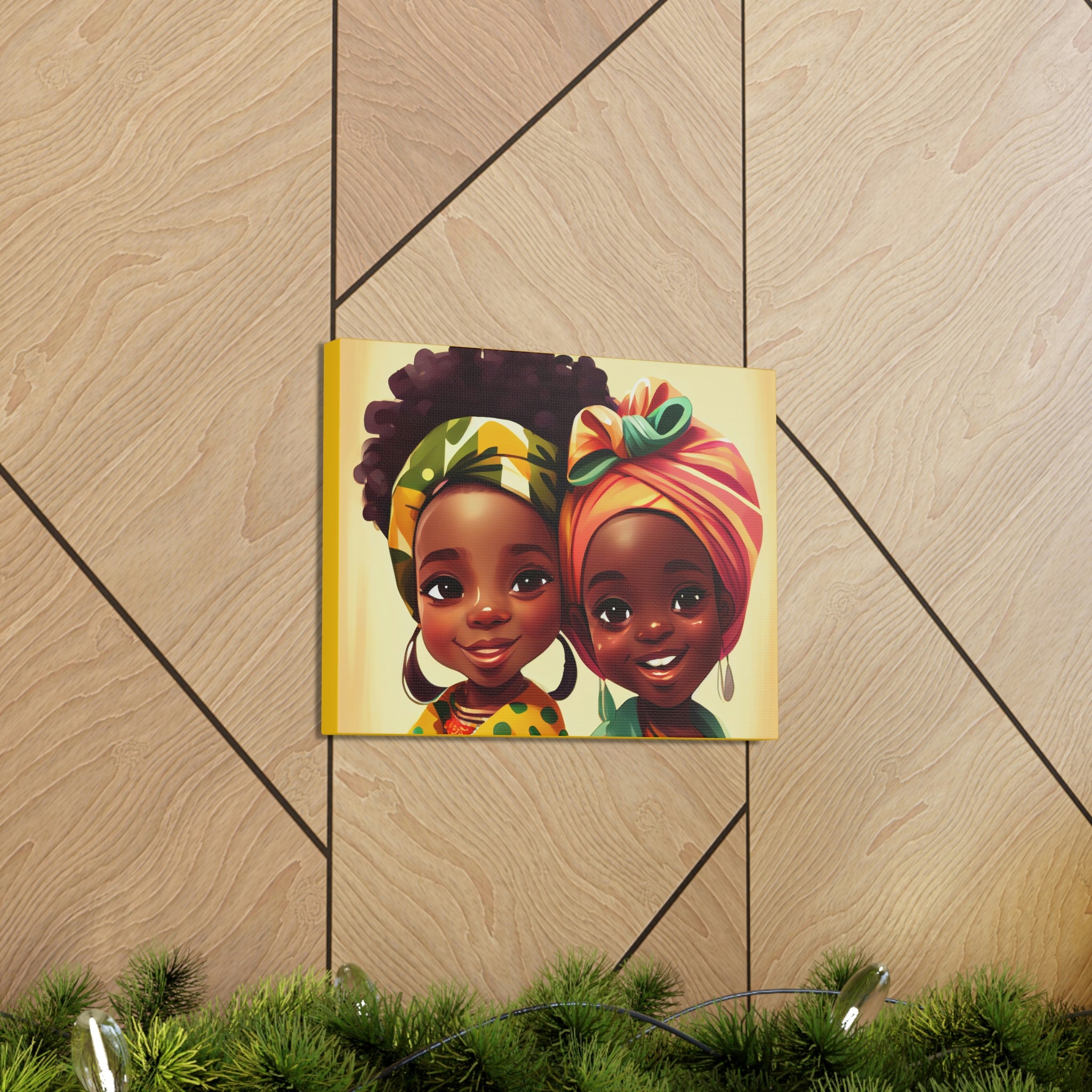 Cute Afro Girls Canvas, African Canvas, Canvas for Home Decor, Wall Decoration, Housewarming Gift, Girls Canvas