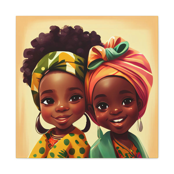 Cute Afro Girls Canvas, African Canvas, Canvas for Home Decor, Wall Decoration, Housewarming Gift, Girls Canvas