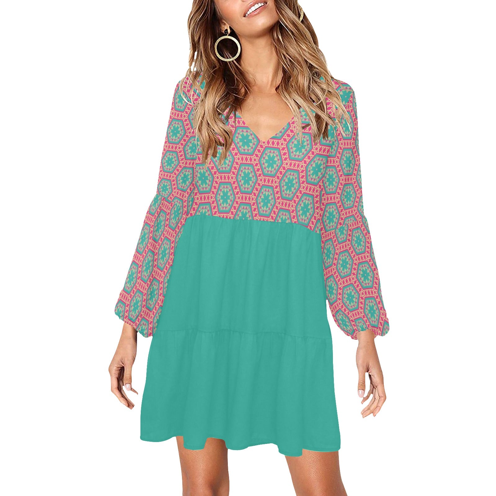 V-Neck Dress Loose Fit Dress