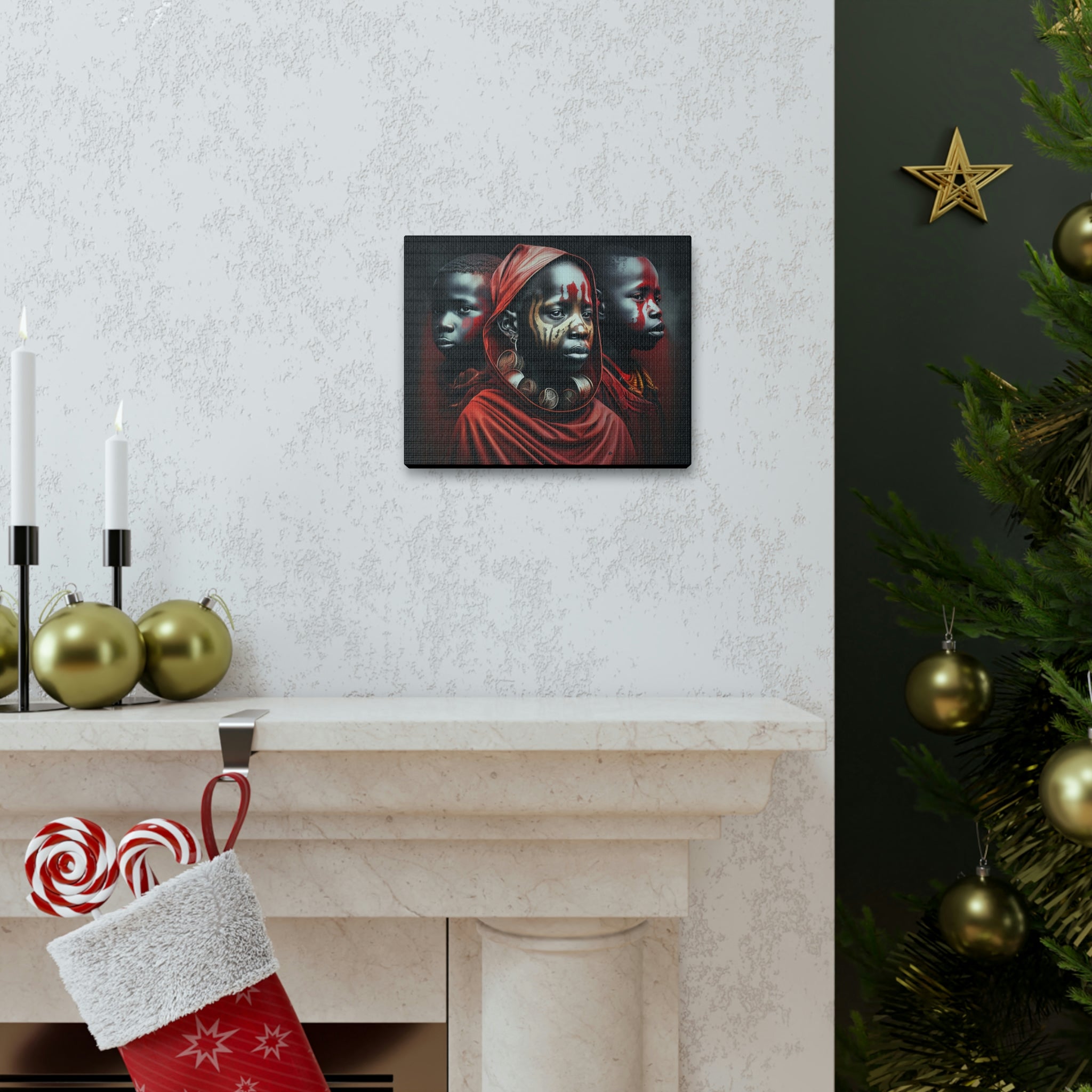 Canvas, Masai children, African children, African painting