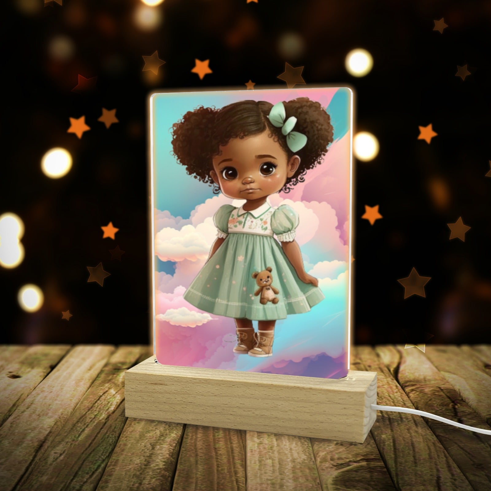 Breanna Design Acrylic Photo Print with Colorful Light Square Base 5"x7.5"