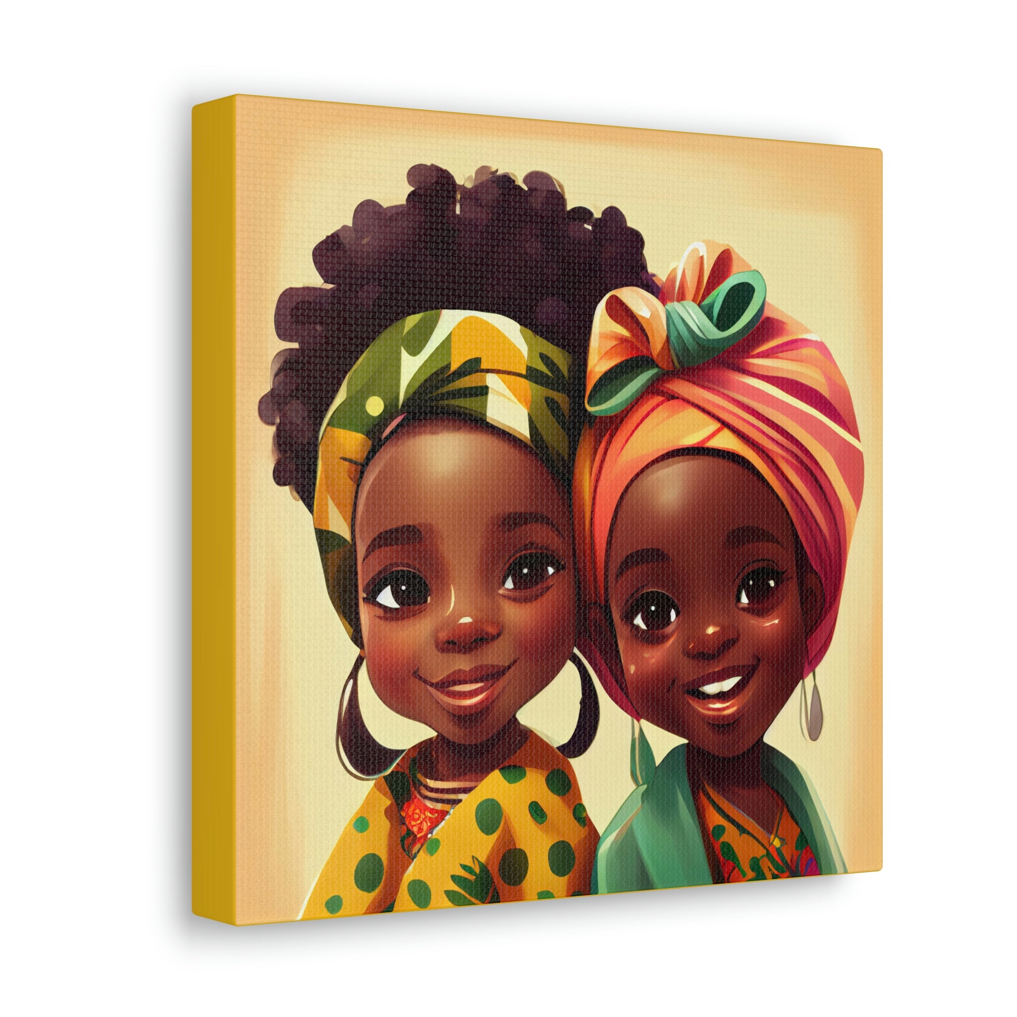 Cute Afro Girls Canvas, African Canvas, Canvas for Home Decor, Wall Decoration, Housewarming Gift, Girls Canvas