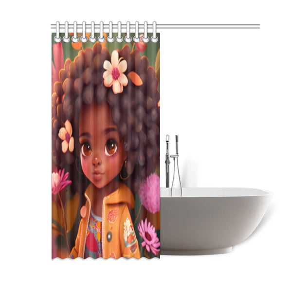 Girl with Flowers Shower Curtain 60"x72"