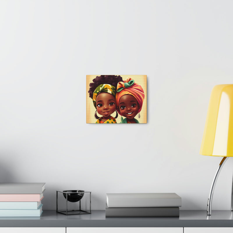 Cute Afro Girls Canvas, African Canvas, Canvas for Home Decor, Wall Decoration, Housewarming Gift, Girls Canvas