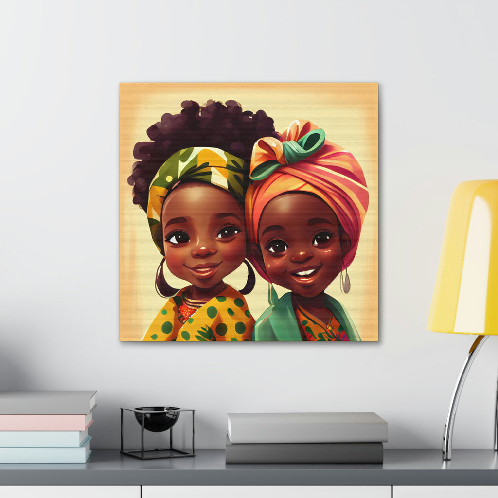Cute Afro Girls Canvas, African Canvas, Canvas for Home Decor, Wall Decoration, Housewarming Gift, Girls Canvas