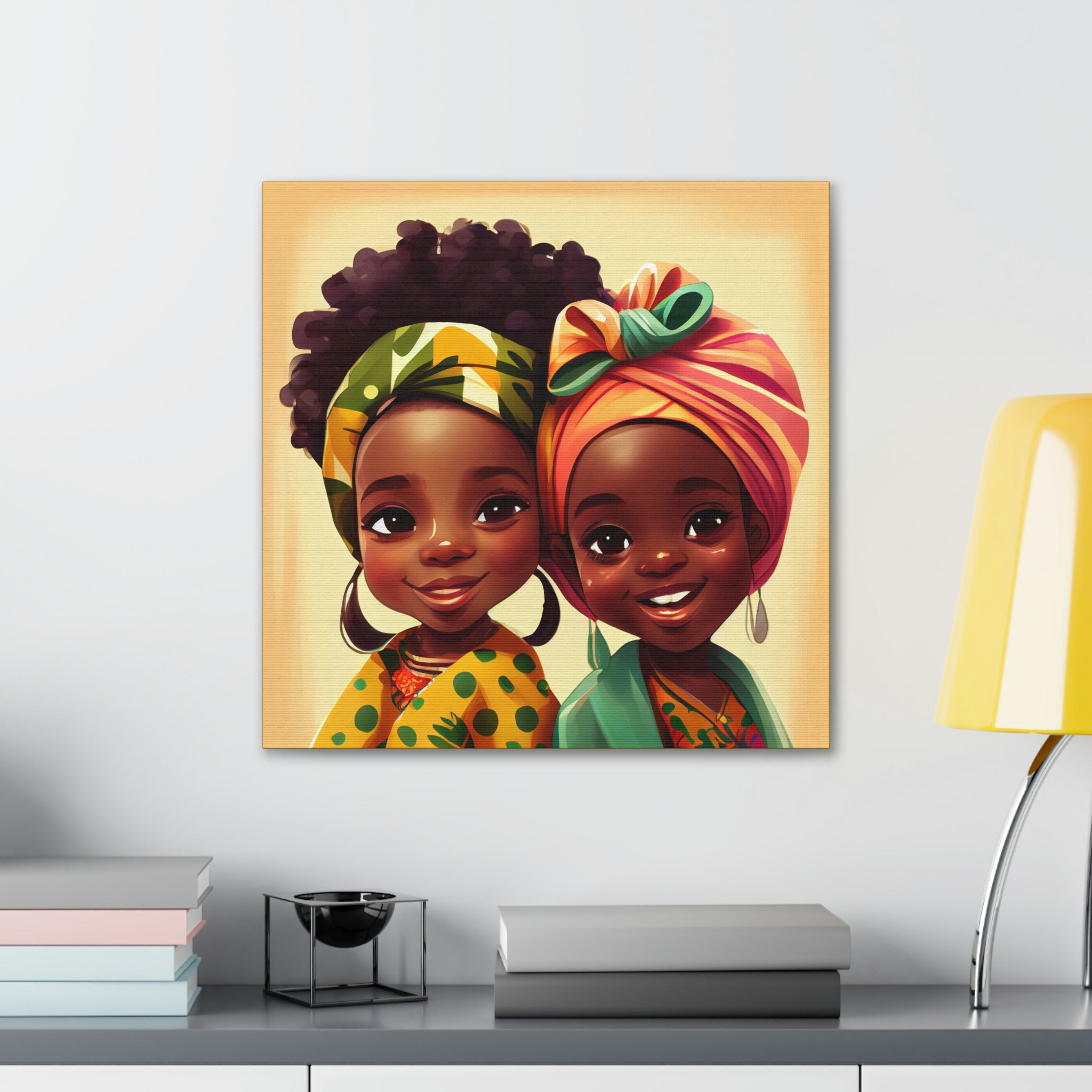 Cute Afro Girls Canvas, African Canvas, Canvas for Home Decor, Wall Decoration, Housewarming Gift, Girls Canvas