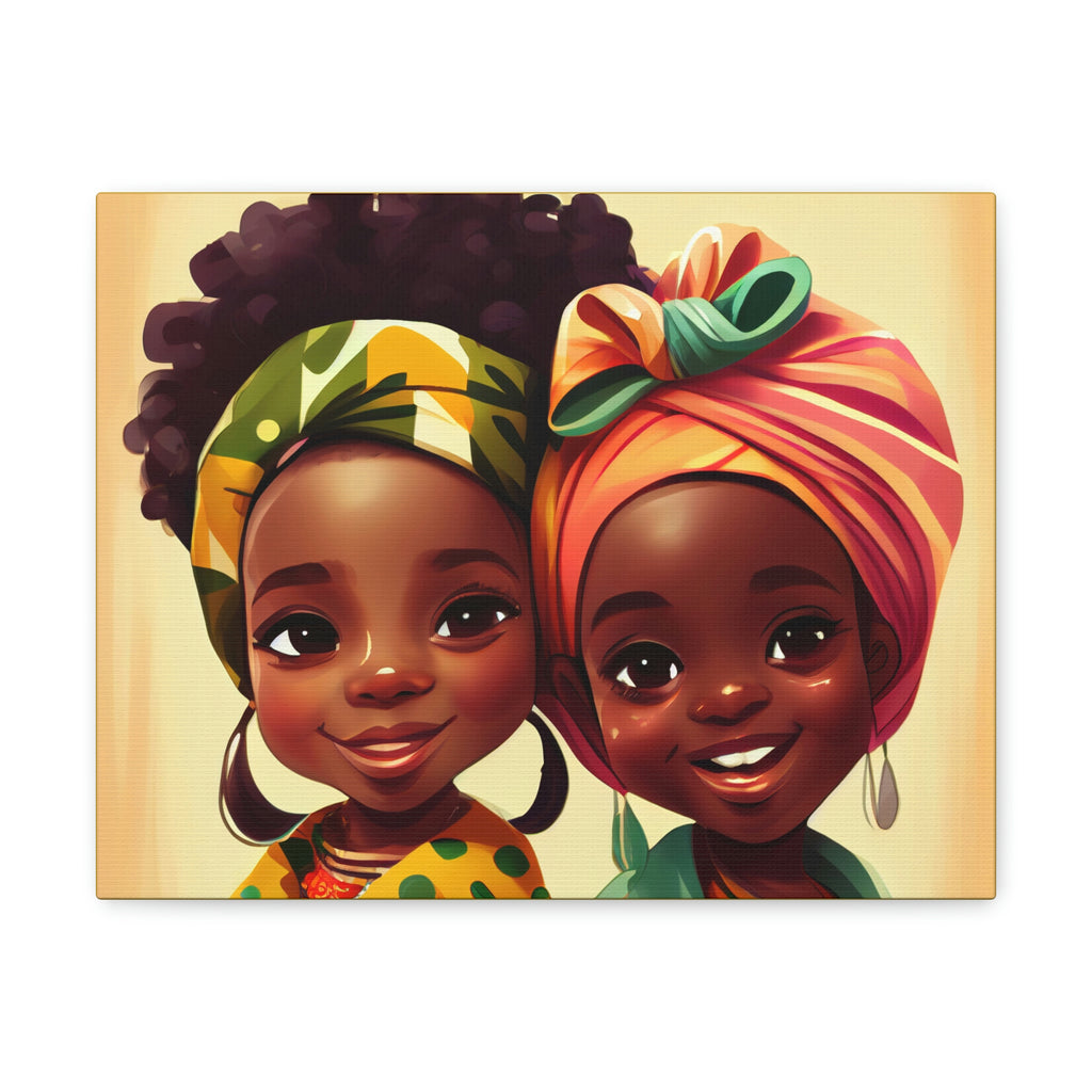 Cute Afro Girls Canvas, African Canvas, Canvas for Home Decor, Wall Decoration, Housewarming Gift, Girls Canvas