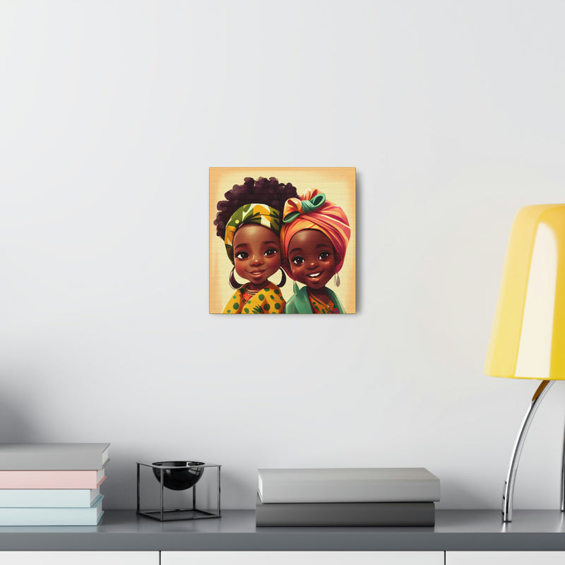 Cute Afro Girls Canvas, African Canvas, Canvas for Home Decor, Wall Decoration, Housewarming Gift, Girls Canvas