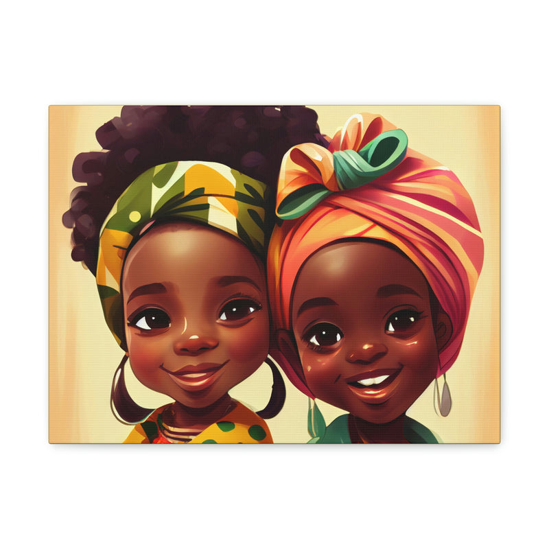 Cute Afro Girls Canvas, African Canvas, Canvas for Home Decor, Wall Decoration, Housewarming Gift, Girls Canvas