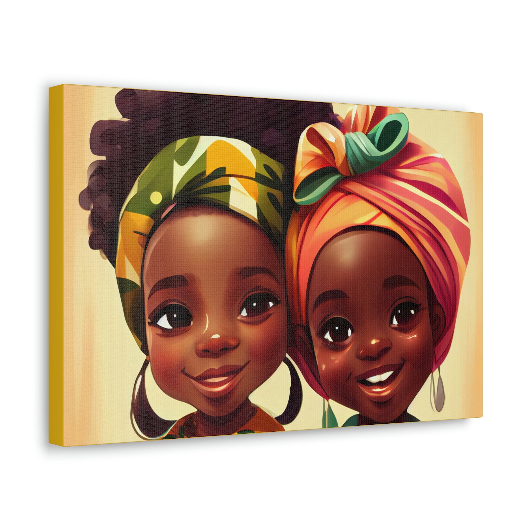 Cute Afro Girls Canvas, African Canvas, Canvas for Home Decor, Wall Decoration, Housewarming Gift, Girls Canvas