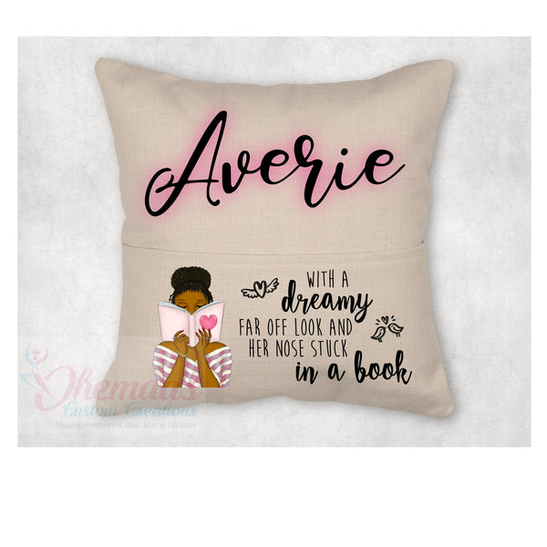 Personalized Pocket Pillow with Insert and Cover, Decorative Reading Pillow, Best Gift for children