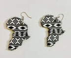 Wooden African Inspired Earrings, African American Woman, Kenya