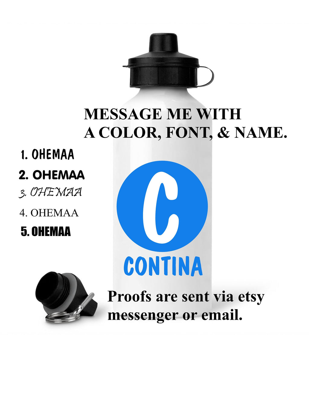 Personalized Water Bottles | Custom Water Bottle with Name | Aluminum Water Bottle |  20 oz Personalized Aluminum Water Bottle