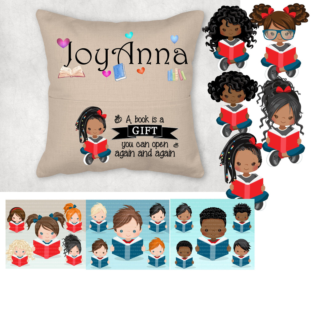 Personalized Pocket Pillow with Insert and Cover, Decorative Reading Pillow, Best Gift for children