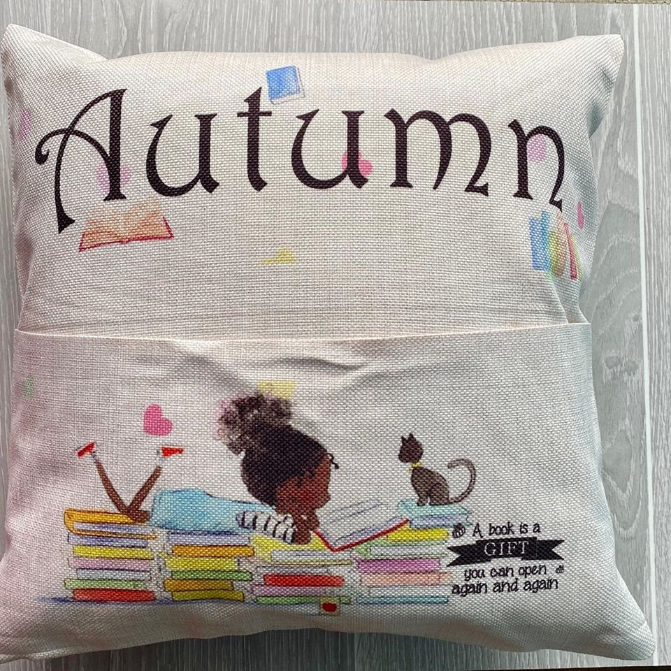 Personalized Pocket Pillow with Insert and Cover, Decorative Reading Pillow, Best Gift for children