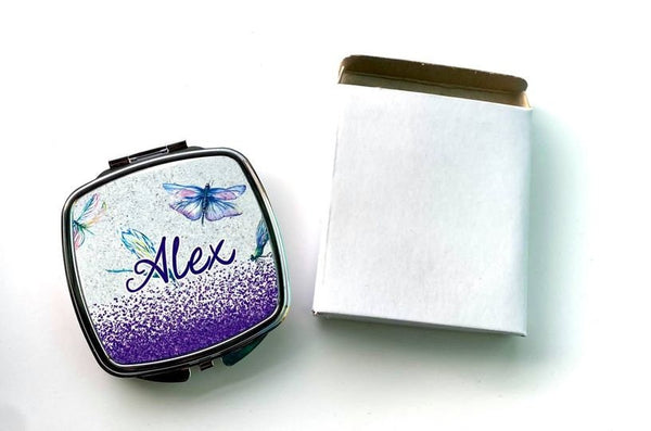 Compact Mirror, pocket mirror, personalized gift for her, sister gift bridesmaid gift, stocking stuffer, Christmas gift,