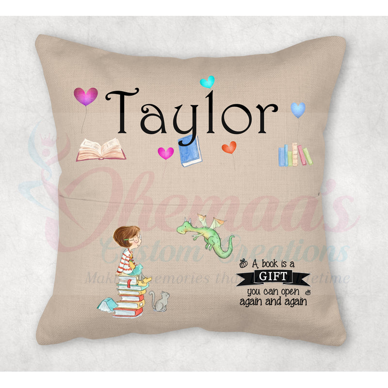 Personalized Pocket Pillow with Insert and Cover, Decorative Reading Pillow, Best Gift for children