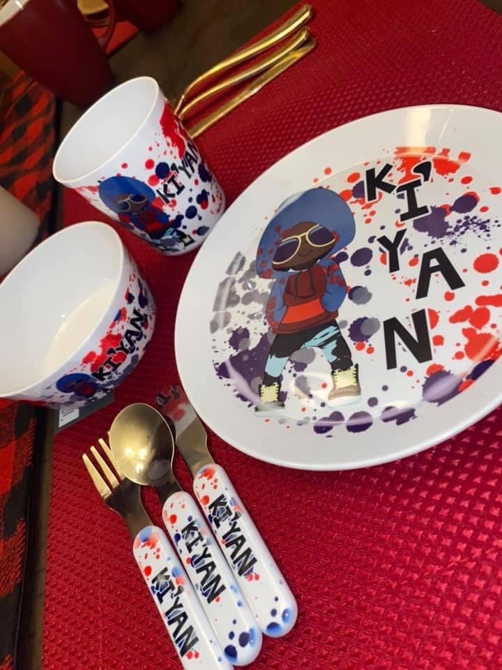 Personalized Plate, Ice cream bowl, Cutlery, Cups for Kids| Personalized Tableware| Kids Cutlery Set| Best Gift| BPA Free,