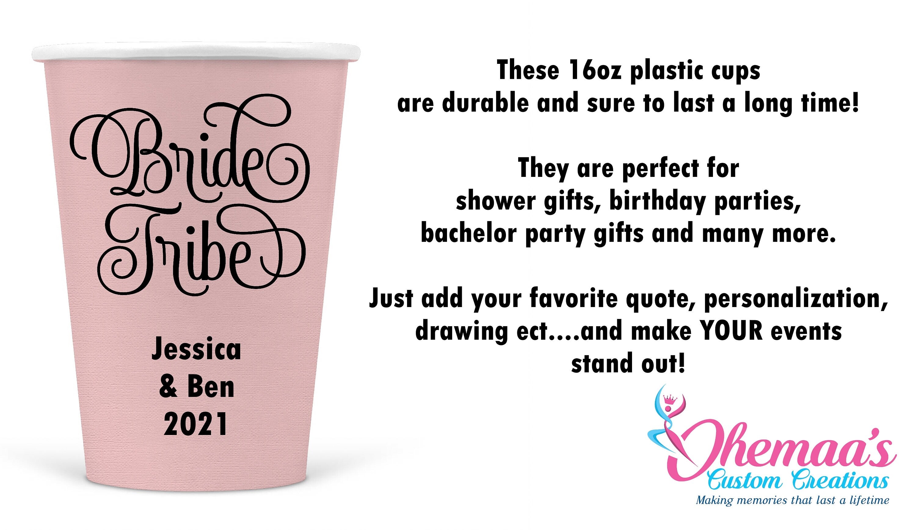 Personalized Plastic Cups| Event Cups| Bridal Shower Gifts| Best Gift|
