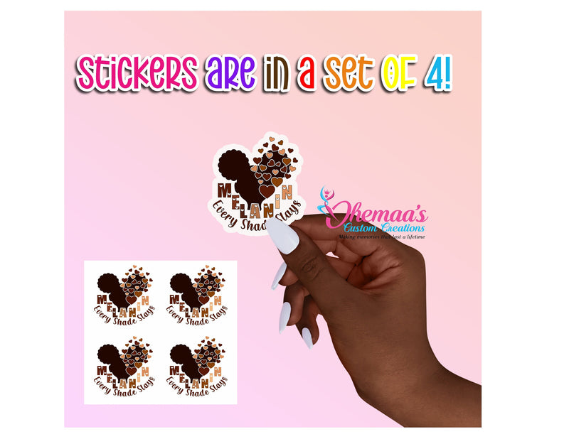 Black History | Black History Month |African American Girl | African American Quotes | Melanin | 4 Stickers in a pack!