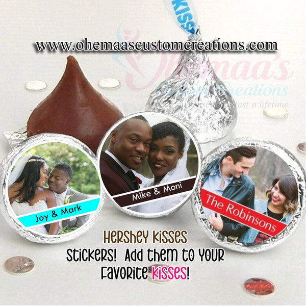 Printed Hershey Kiss® Stickers -100 stickers | Personalized Wedding Favors, Bridal Shower Candy, Custom candy label,