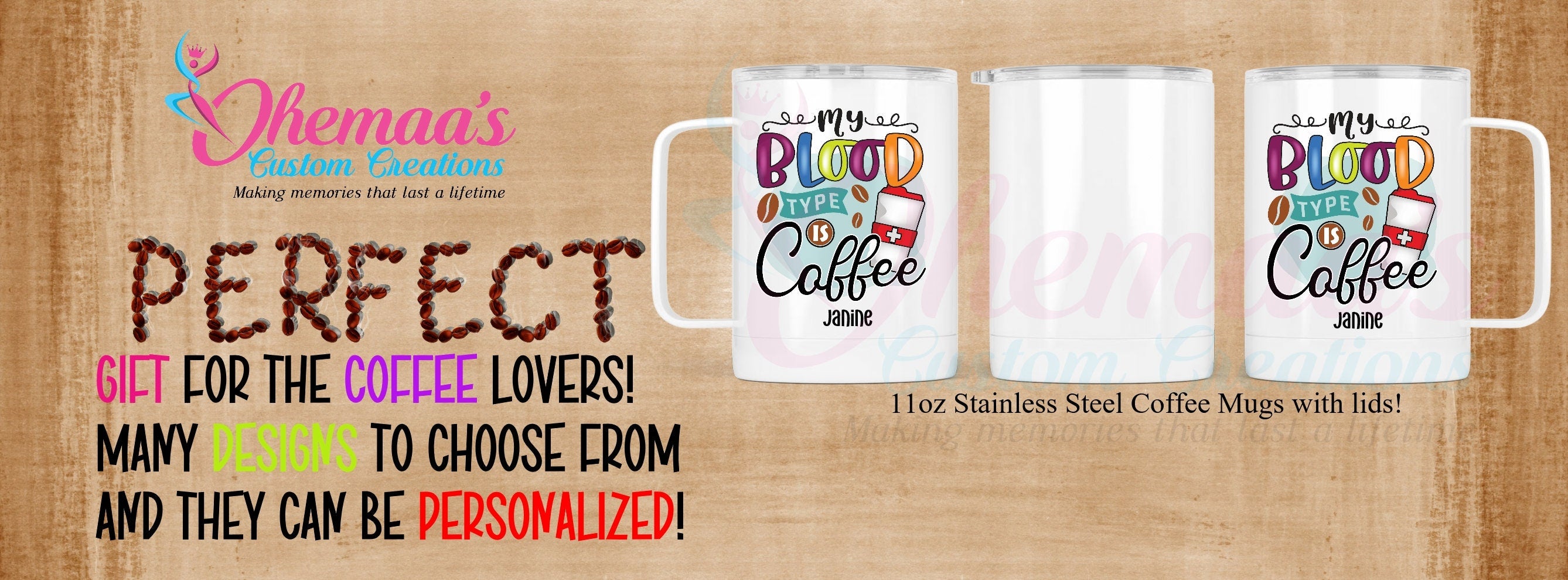 Personalized Name White Stainless Steel Coffee Mug with Lid - Double Walled Stainless Steel Mug | Coffee Mug