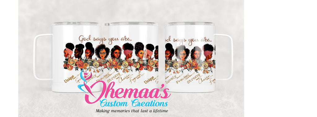 Personalized Name White Stainless Steel Coffee Mug with Lid - Double Walled Stainless Steel Mug | Coffee Mug, God says you are