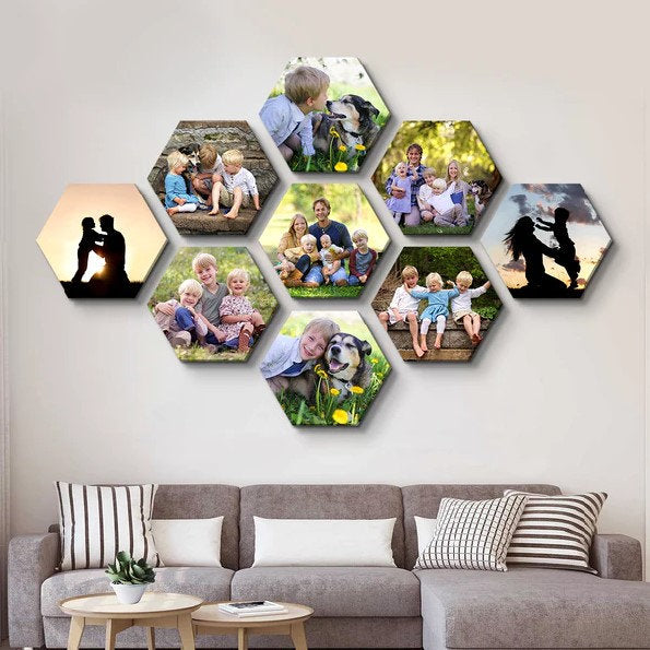 Hexagon Wooden Frame, Wooden Frame, Picture Frame, Wall Art