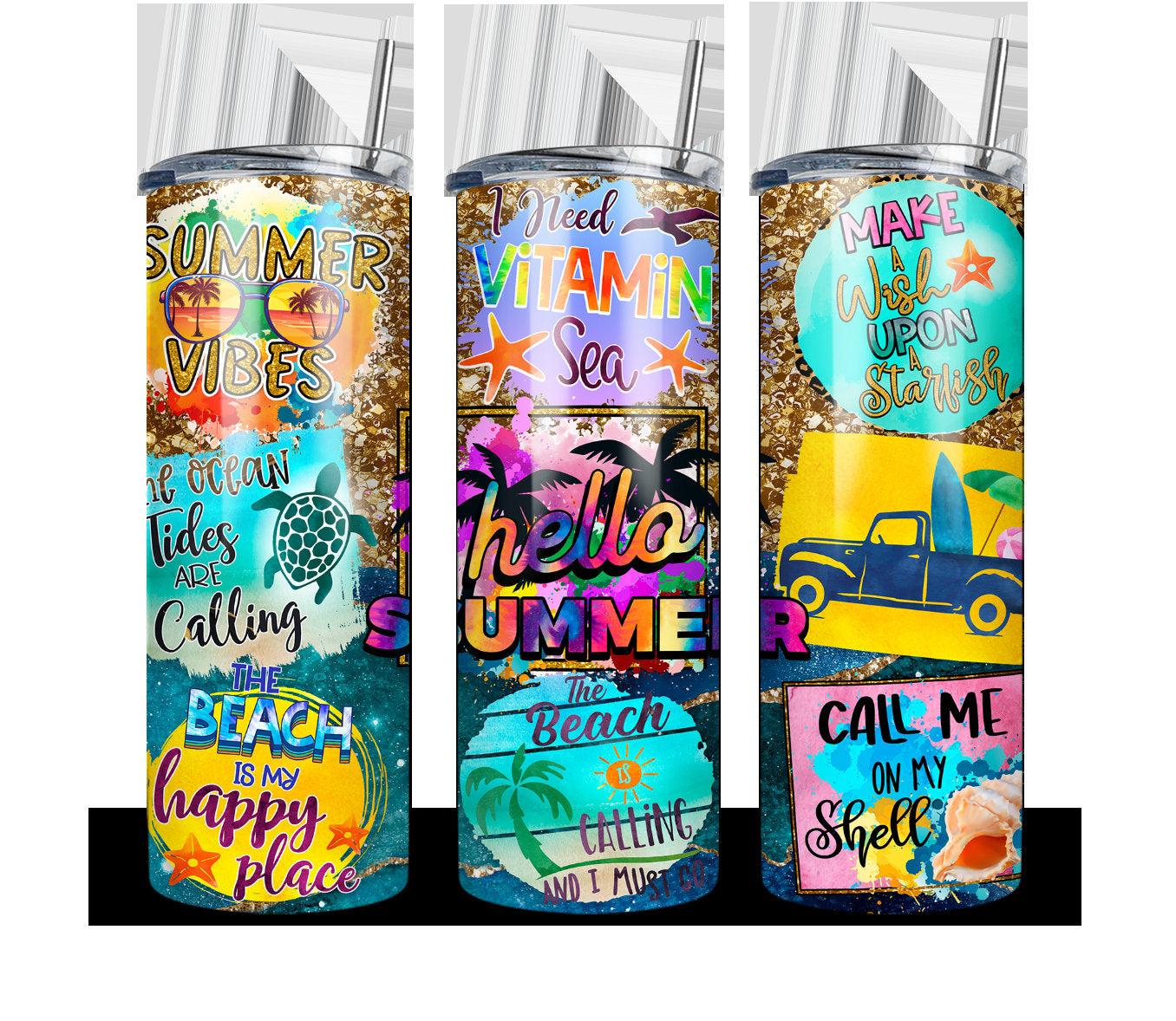 20oz Tumbler, Summer Tumbler, Beach Tumbler, Custom Tumbler