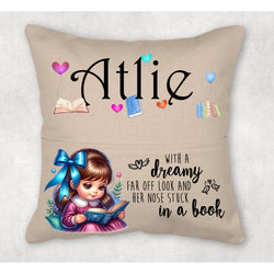 Personalized Pocket Pillow with Insert and Cover, Decorative Reading Pillow, Best Gift for children